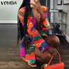 Elegant Women Blazer 2022 VONDA Vintage Lapel Collar Suit Blazer Sexy Long Sleeve Printed Casual Coats Female Veste Femme