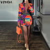 Elegant Women Blazer 2022 VONDA Vintage Lapel Collar Suit Blazer Sexy Long Sleeve Printed Casual Coats Female Veste Femme