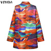 Elegant Women Blazer 2022 VONDA Vintage Lapel Collar Suit Blazer Sexy Long Sleeve Printed Casual Coats Female Veste Femme