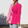 Elegant Women Blazer Outerwear VONDA 2023 Casual Long Sleeve Patchwork Blazer Femme Lapel Belted Office Formal Suit Coat Femme