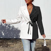 Elegant Women Blazer Outerwear VONDA 2023 Casual Long Sleeve Patchwork Blazer Femme Lapel Belted Office Formal Suit Coat Femme