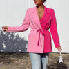 Elegant Women Blazer Outerwear VONDA 2023 Casual Long Sleeve Patchwork Blazer Femme Lapel Belted Office Formal Suit Coat Femme