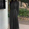 Elegant Women Dress VONDA 2023 Vintage Long Sleeve High Neck Dress Holiday Party Tunic Sundress Beach Vestidos Robe Femme
