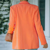 Elegant Women Formal Blazer Single Breasted Lapel Pockets Cardigan Jacket 2023 Autumn Winter Long Sleeve Suit Coat Outerwear