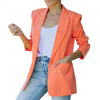 Elegant Women Formal Blazer Single Breasted Lapel Pockets Cardigan Jacket 2023 Autumn Winter Long Sleeve Suit Coat Outerwear