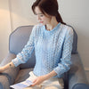 Elegant Women Lace Blouse High Quality Casual Sweet Long Sleeve Hollow Out White Lace Shirts Female Blue Pink Lace Tops
