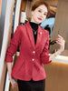 Elegant Women Ladies Solid Casual Blazer Coat Red Blue Female Long Sleeve Single Breasted Slim Jacket For Autumn Winter Wear