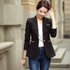 Elegant Women Single Button Blazers Vintage Slim Long Sleeve Casual Outerwear S-4XL Chic Black White Plaid Coat Tops