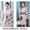 Elegant Women Skirt Suit for Business Work Interview Hotel Wear Apricot Green Blue Slim Single Button Blazer Two Piece Set