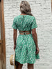 Elegant Women Summer Dress Floral Print Short Dresses 2023 Casual Slim Sexy Waistless V Neck High Waist Lace-up Mini Dress