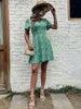 Elegant Women Summer Dress Floral Print Short Dresses 2023 Casual Slim Sexy Waistless V Neck High Waist Lace-up Mini Dress