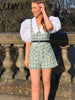 Elegant Women Tweed Rompers 2023 Ladies Green Plaid Rompers Streetwear Female Sweet Pocket Playsuit Girls Chic Romper