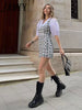 Elegant Women Tweed Rompers 2023 Ladies Green Plaid Rompers Streetwear Female Sweet Pocket Playsuit Girls Chic Romper