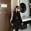 Elegant Women's Blazer Patchwork Long Sleeve Tunic With Belt Waisted Autumn Long Blazers Female 2022 Clothing