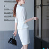 Elegant Women's Skirt Suit Set 2022 Autumn and Winter Casual  Ladies White Slim Blazer Jacket Skirt 2 piece Set