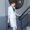 Elegant Women's Skirt Suit Set 2022 Autumn and Winter Casual  Ladies White Slim Blazer Jacket Skirt 2 piece Set
