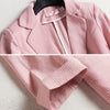 Elegant Women's Stripe 3/4 sleeve Suit Jacket 2023 Spring Summer Thin Slim Outwear Single button Female Office Blazer Coat Tops