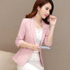 Elegant Women's Stripe 3/4 sleeve Suit Jacket 2023 Spring Summer Thin Slim Outwear Single button Female Office Blazer Coat Tops