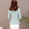 Elegant Women's Stripe 3/4 sleeve Suit Jacket 2023 Spring Summer Thin Slim Outwear Single button Female Office Blazer Coat Tops
