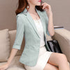Elegant Women's Stripe 3/4 sleeve Suit Jacket 2023 Spring Summer Thin Slim Outwear Single button Female Office Blazer Coat Tops