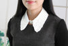 Elegant delicate water-soluble lace double-layer retro crochet lace thin belt buckle collar  apricot square collar sweater