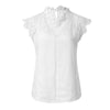 Elegant embroidery white lace tops Women sleeveless chiffon tops Sexy summer style tank tops female tops