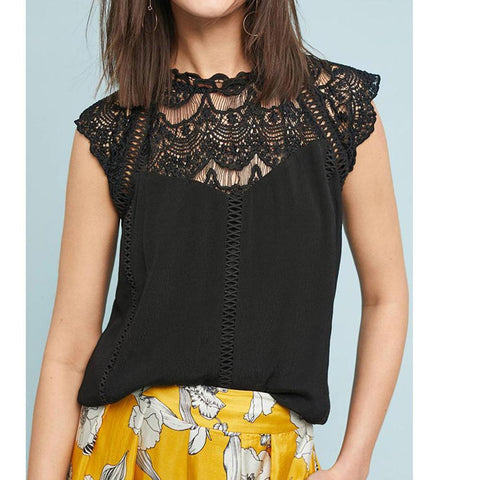 Elegant embroidery white lace tops Women sleeveless chiffon tops Sexy summer style tank tops female tops