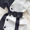 Elegant irregular Contrasting colors blazer dress with belt slim 2023 Short sleeve Mini dress asymmetrical Club INKEO 2D107