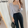 Elegant woman's square collar shirt 2023 solid color Korean version sweet casual shirt ladies shirt spring top imCharms