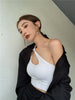 Elegant women's small blazer set, skirt white and black split high waist skirt, spring summer