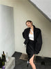 Elegant women's small blazer set, skirt white and black split high waist skirt, spring summer