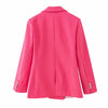 Elegant women chic button blazer 2023 office ladies pocket jackets casual female slim notched suits solid pink girls chic sets