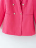 Elegant women chic button blazer 2023 office ladies pocket jackets casual female slim notched suits solid pink girls chic sets