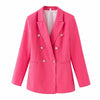 Elegant women chic button blazer 2023 office ladies pocket jackets casual female slim notched suits solid pink girls chic sets