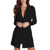 Elegent Long Suit Blazers Women Long Sleeve Belt Slim Blazers Coat Deep V Notched Collar Jacket  Office Lady Outwear chifave
