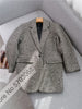 Elfstyle Women Wool Blend Tweed Lapel Pocket One Buttoned Blazer Outerwear Top