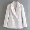 Elmsk 2023 England Style Breasted Solid Casual Texture Gold Buttons Double Blazers Women Tops