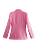 Elmsk 2023 England Style Retro Double Breasted Casual Blazers Women Texture Pink Color Jacket
