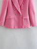 Elmsk 2023 England Style Retro Double Breasted Casual Blazers Women Texture Pink Color Jacket