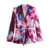 Elmsk 2023 England Style Floral Sashes Blazers Print Casual Jacket Women