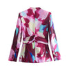 Elmsk 2023 England Style Floral Sashes Blazers Print Casual Jacket Women