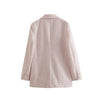 Elmsk 2023 England Style Office Lady Texture Straight Jacket Women Double Breasted Notched Long Blazers Woolen