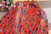 Embro Mill autumn women 2 pieces set vintage slim print suit + red A-line mesh skirts elegant lady suit female S-XL