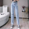 Embroidered daisy retro Y2K casual jeans straight pants Women's High Waist Embroidered Loose Large Size Jeans ins Trend jeans
