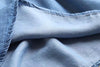 Embroidery Denim Blouse Women Light Blue Soft Jeans Blouses Hem O Neck Three Quarter Sleeve Ruffles Casual Shirt Sweet Top