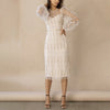 Embroidery Print Floral Mesh Women's Dress Long Sleeve O-neck Zipper Midi Dresses Female 2022 Summer Elegant Party Lady Vestidos