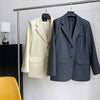 Embroidery Sleeve Detailed Flap Pocket Elegant Blazer Beige Gray Shoulder Pad Autumn Casual Women Coat