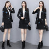 Embroidery Women Blazer Set Spring Autumn Elegant Office Lady Single Button Suit Jacket Short Wrap Skirts 2 Piece Set