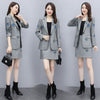 Embroidery Women Blazer Set Spring Autumn Elegant Office Lady Single Button Suit Jacket Short Wrap Skirts 2 Piece Set