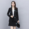 Embroidery Women Blazer Set Spring Autumn Elegant Office Lady Single Button Suit Jacket Short Wrap Skirts 2 Piece Set
